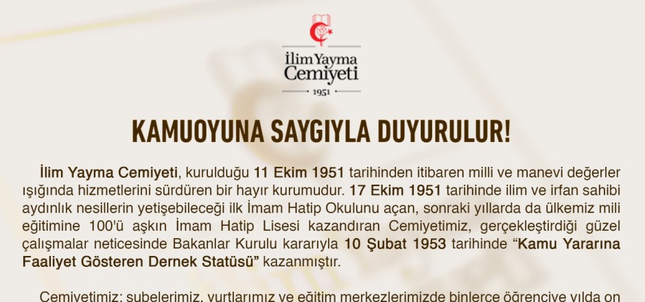 Kamuoyuna Saygıyla Duyurulur! resim