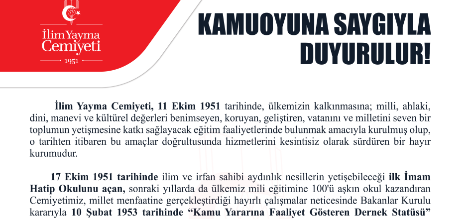 Kamuoyuna Saygıyla Duyurulur! resim