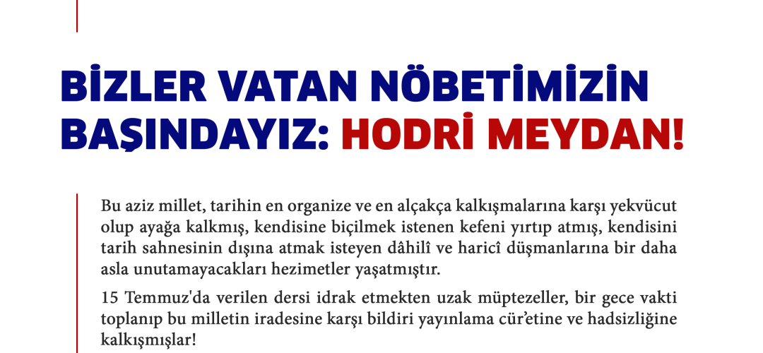 BİZLER VATAN NÖBETİMİZİN BAŞINDAYIZ: HODRİ MEYDAN! resim