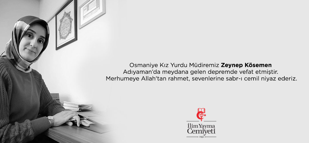 Osmaniye Kız Yurdu Müdiremiz Zeynep Kösemen Vefat Etti resim